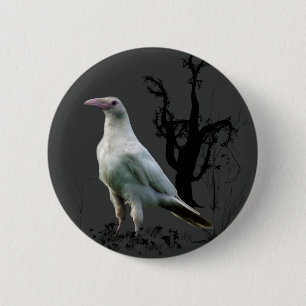 Badge Rond 5 Cm Cadeaux "Rare White Raven"