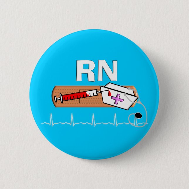 Badge Rond 5 Cm Cadeaux "RN " d'infirmier autorisé (Devant)