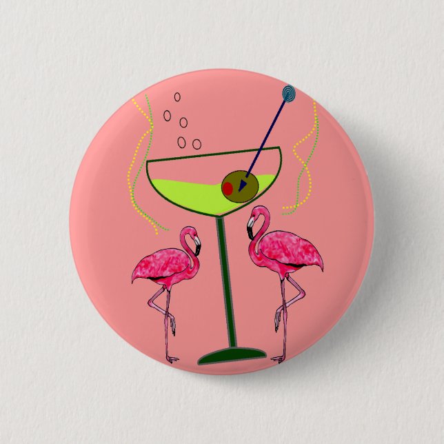 Badge Rond 5 Cm Cadeaux tropicaux d'art de Flamant rose (Devant)
