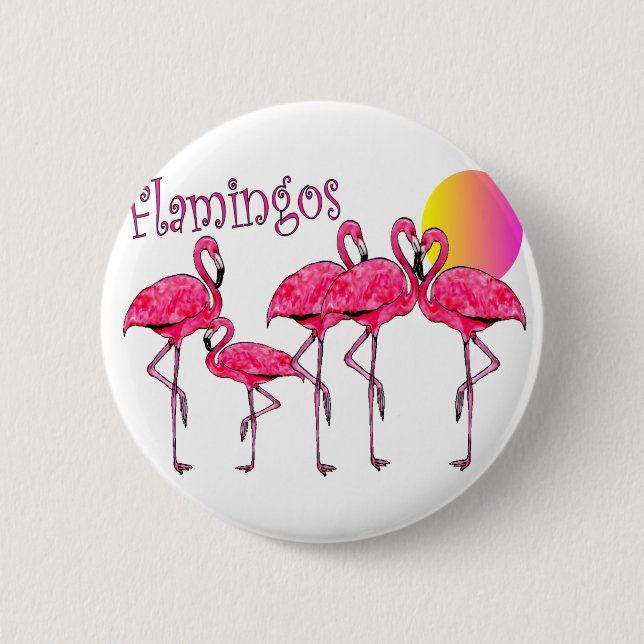 Badge Rond 5 Cm Cadeaux tropicaux d'art de Flamant rose (Devant)