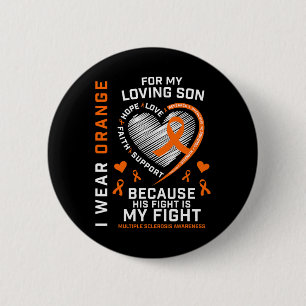 Badge Rond 5 Cm Cadeaux Vêtements Orange Fils Sclérose en plaques