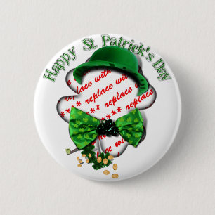 Badge Rond 5 Cm Cadre de fermeture de la Saint Patrick avec Cravat