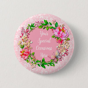 Badge Rond 5 Cm Cadre Floral Élégant : pour tous les évènements Bo