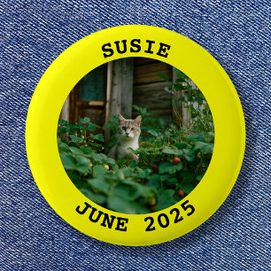 Badge Rond 5 Cm Cadre photo rond personnalisé noir et jaune