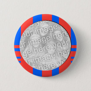 Badge Rond 5 Cm cadre rayé bleu et rouge de photo