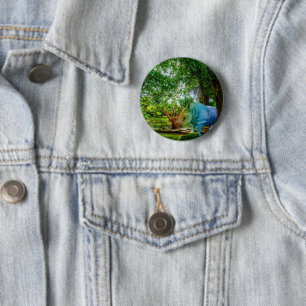 Badge Rond 5 Cm Cadre tropical luxuriant de SlipperyJoe rhinoceros