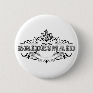Badge Rond 5 Cm Cadre Vintage Demoiselle d'Honneur Cortège Nuptial