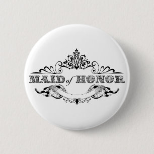 Badge Rond 5 Cm Cadre Vintage Demoiselle d'Honneur Fête de Mariage
