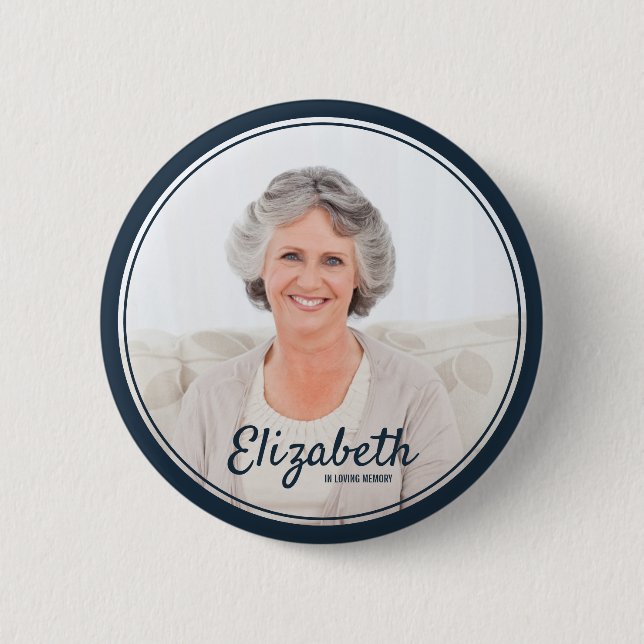 Badge Rond 5 Cm Cadres modernes Simple Photo Funeral Memorial (Devant)