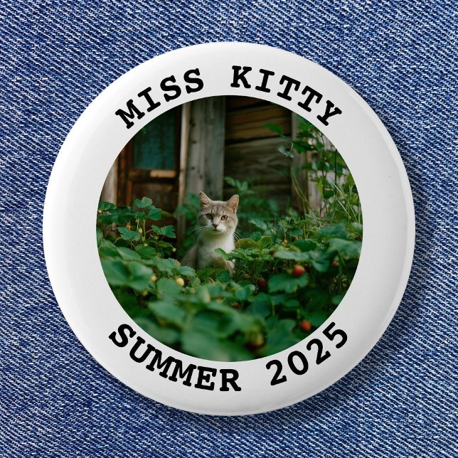 Badge Rond 5 Cm Cadres photo ronds personnalisés en noir et blanc (Black and White Personalized Round Photo Frame Pinback Button)