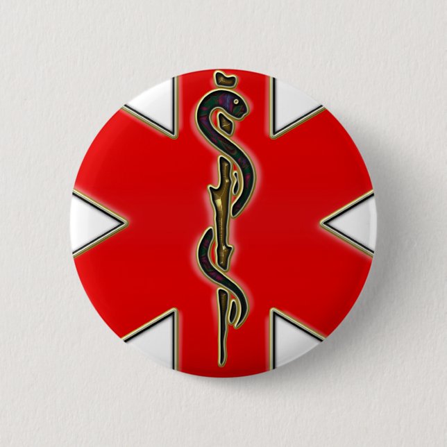 Badge Rond 5 Cm Caducée Médicale (Devant)