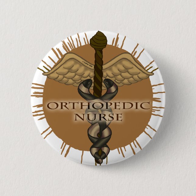 Badge Rond 5 Cm Caduceus Orthopédique Infirmière pin (Devant)
