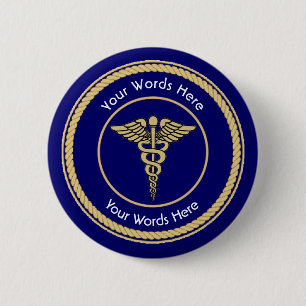 Badge Rond 5 Cm Caduceus Rope Shield