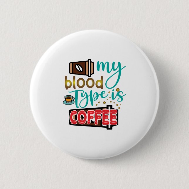 Badge Rond 5 Cm Café Art Mon Sang Est Café (Devant)