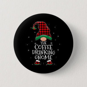 Badge Rond 5 Cm Café Boire Gnome Xmas Famille Correspondant Drôle