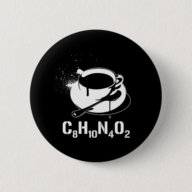 Badge Rond 5 Cm Café C8H10N4O2 (Devant)