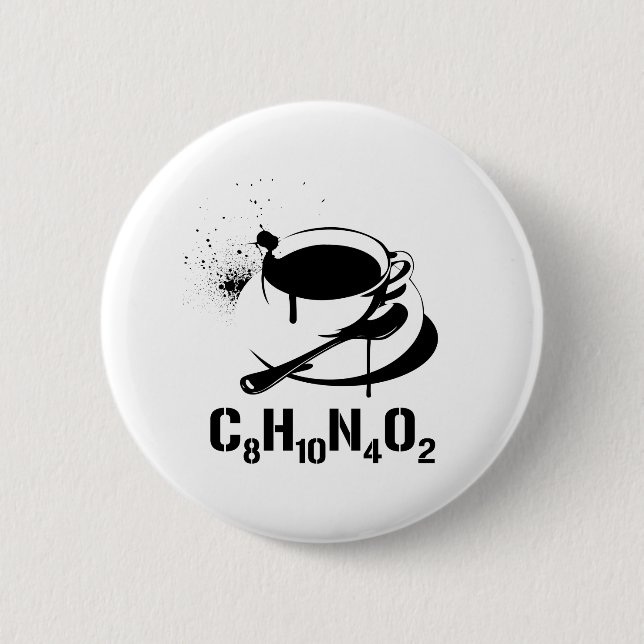 Badge Rond 5 Cm Café C8H10N4O2 (Devant)