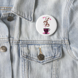 Badge Rond 5 Cm Café, Café Arabica, Café Noir, Coeurs