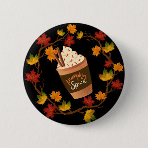 Badge Rond 5 Cm Café Citrouille d'automne - Latte d'automne
