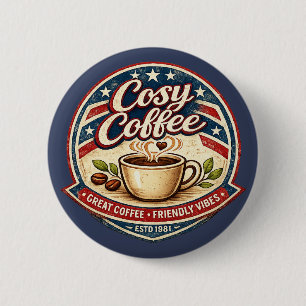 Badge Rond 5 Cm Café Cosy