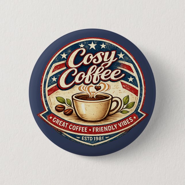 Badge Rond 5 Cm Café Cosy (Devant)