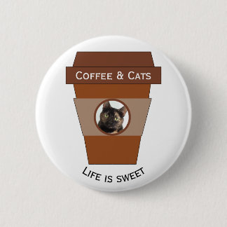Badge Rond 5 Cm Café et chats personnalisables - La vie est douce