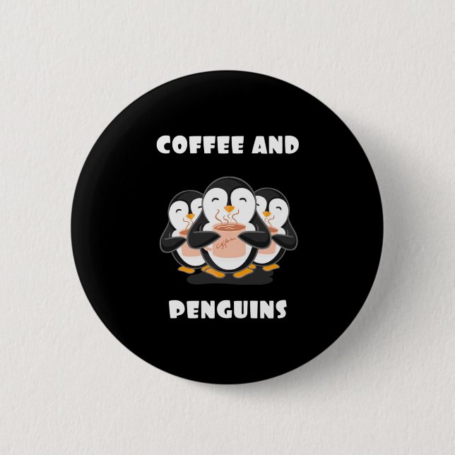 Badge Rond 5 Cm Café Et Pingouins (Devant)