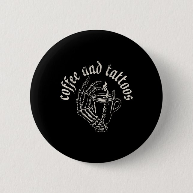 Badge Rond 5 Cm Café Et Tatouages (Devant)