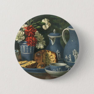 Badge Rond 5 Cm Café, gâteau, thé et fleurs vintages l'après-midi