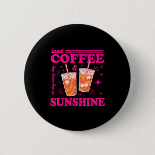 Badge Rond 5 Cm Café glacé rétro & soleil drôle d'été
