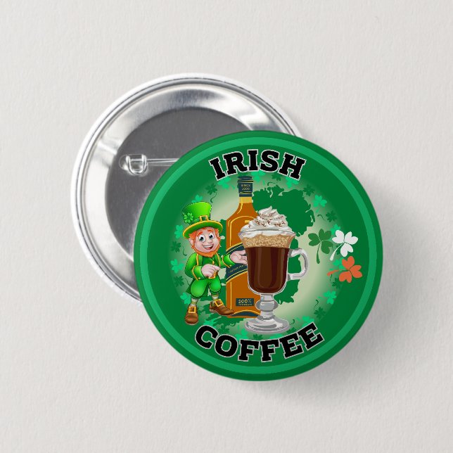 Badge Rond 5 Cm Café Irlandais - Un Elixir. (Devant & derrière)