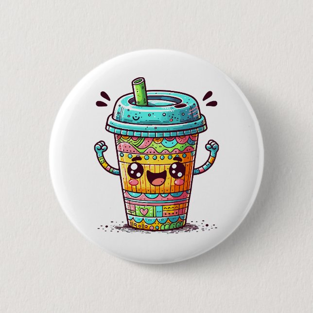 Badge Rond 5 Cm Café Kawai (Devant)