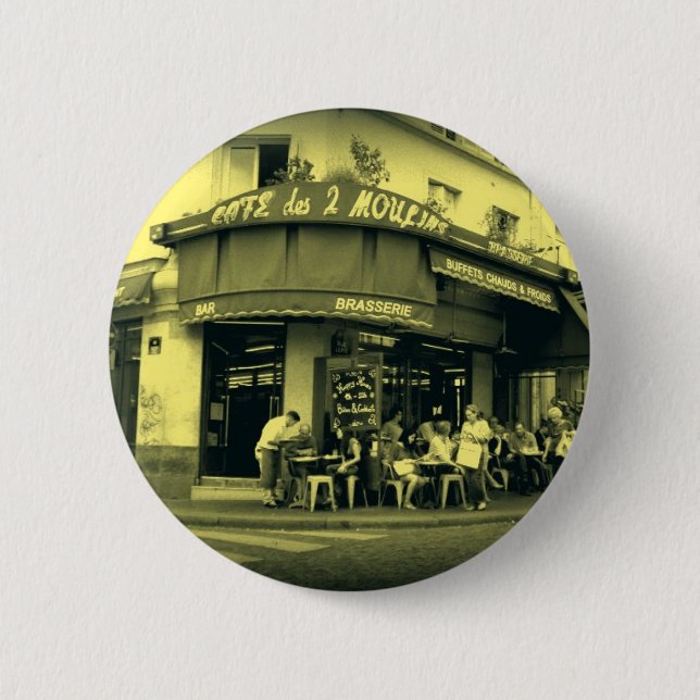 Badge Rond 5 Cm Café Le Deux Moulain (Devant)