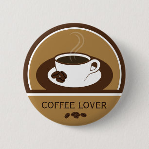 Badge Rond 5 Cm Café Lover Coffee Cup Beans Round Buttons