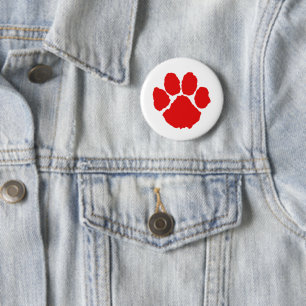 Badge Rond 5 Cm Café Paw Rouge