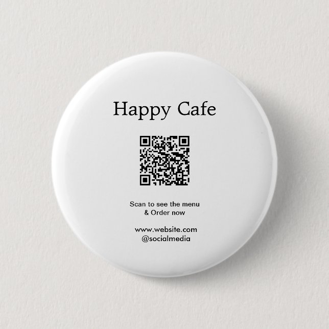 Badge Rond 5 Cm Cafe restaurant scanner pour voir le menu commande (Devant)