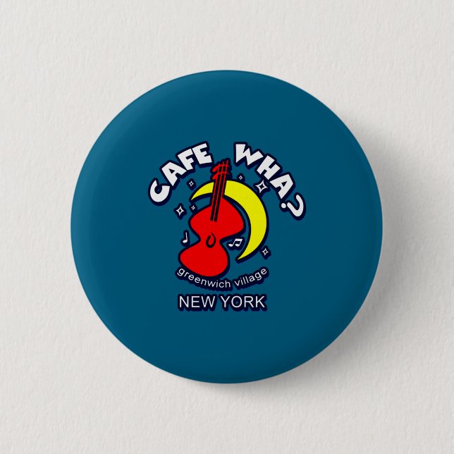 Badge Rond 5 Cm Cafe Wha The New York City Folk Music Scene  (Devant)