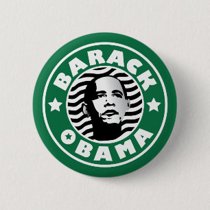 Badge Rond 5 Cm Caféine d'étoile de Barack Obama