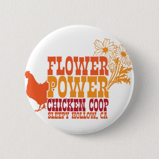Badge Rond 5 Cm Cage de poulet de flower power (Devant)