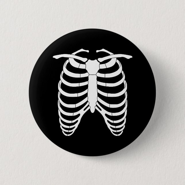 Badge Rond 5 Cm Cage thoracique d'horreur originale d'un squelette (Devant)