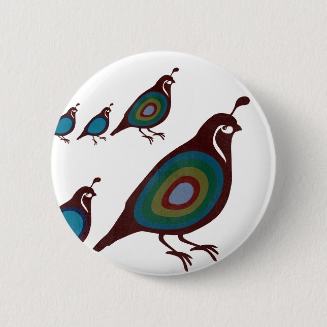 Badge Rond 5 Cm Cailles (Devant)