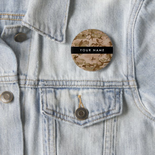 Badge Rond 5 Cm Cailloux de camouflage du désert, Votre nom, Perso