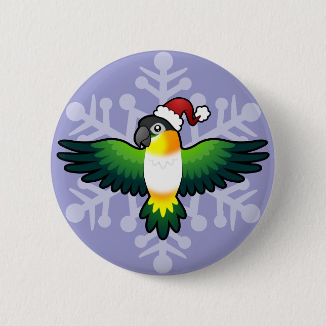 Badge Rond 5 Cm Caique de Noël / Inséparable / Pionus / Perroquet (Devant)