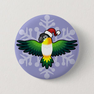 Badge Rond 5 Cm Caique de Noël / Inséparable / Pionus / Perroquet