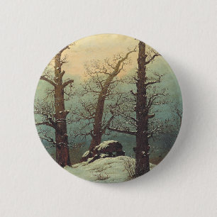 Badge Rond 5 Cm Cairn dans la neige par Caspar David Friedrich