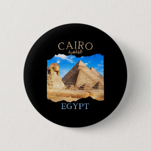 Badge Rond 5 Cm Cairo Egypte Pyramides cairo' En Arabe Égyptien Va