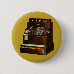 Badge Rond 5 Cm Caisse enregistreuse ancienne, commerce de détail 