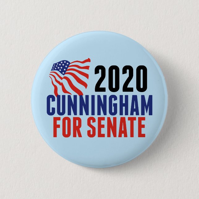 Badge Rond 5 Cm Cal Cunningham pour le Sénat (Devant)