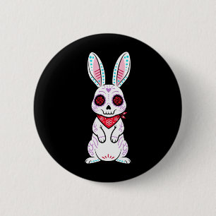 Badge Rond 5 Cm Calavera Lapin Sugar Skull Jour Des