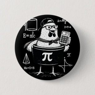 Badge Rond 5 Cm Calculatrice drôle de poulet tenant un pot Prof de